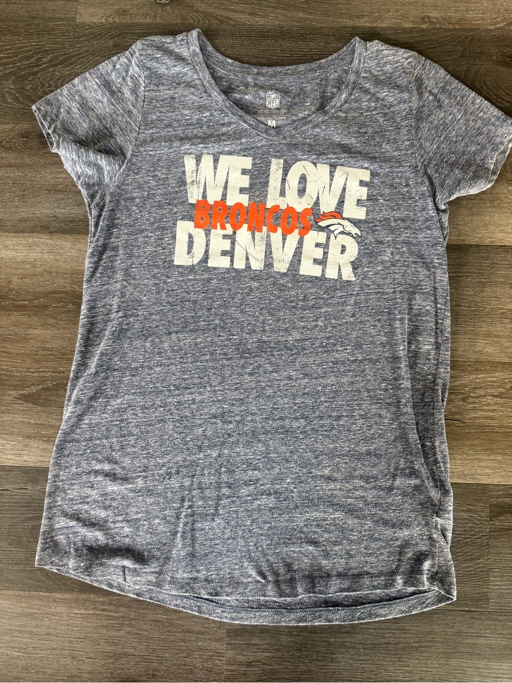 Denver Broncos Maternity Heather Navy Blue Tee